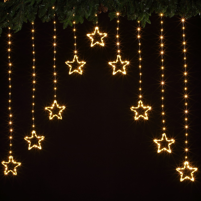 Noma Warm White Star Curtain Lights 308 LEDs