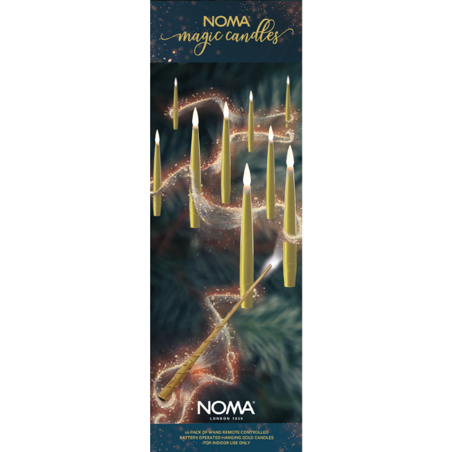 10 Gold Noma Remote Controlled Magic Candles (with wand)