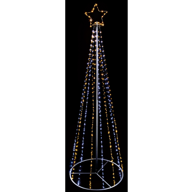 Premier 4M Pin Wire Pyramid Tree - White / Warm White 1411 LED's
