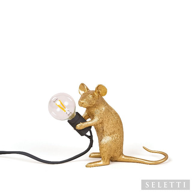 Seletti Mouse Lamp - Sitting - Gold