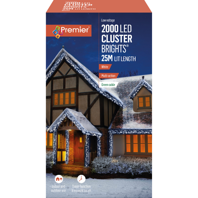 2000 White Premier Clusterbrights Christmas Cluster Lights