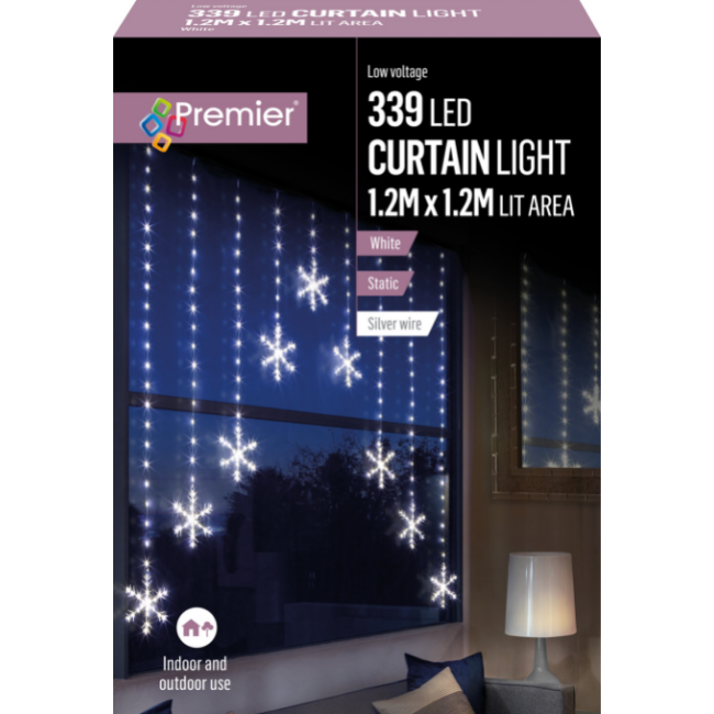 339 LED White Snowflake Curtain Light by Premier