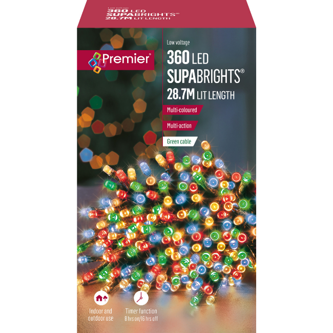 360 Multi-coloured Premier Supabright LED Christmas Lights