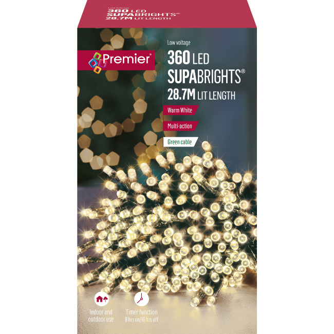 360 Warm White Premier Supabrights LED Christmas Lights
