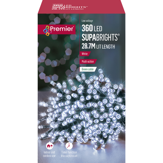360 White Premier Supabrights LED Christmas Lights