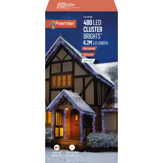 Premier 480 LED Clusterbrights (Multi-Coloured) - 6.2M Lit Length