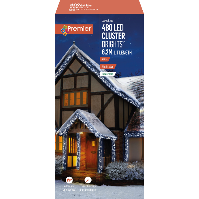 Premier 480 LED Clusterbrights (White) - 6.2M Lit Length