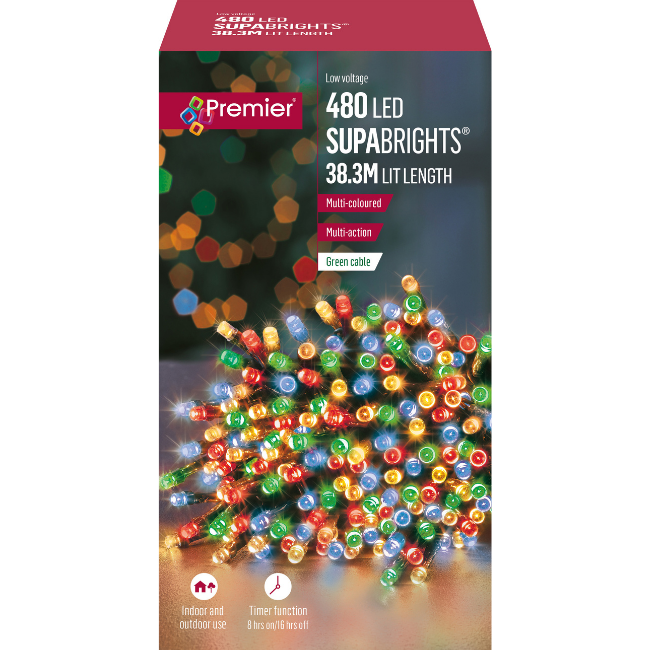 480 Multi-Coloured Premier Supabrights LED Christmas Lights