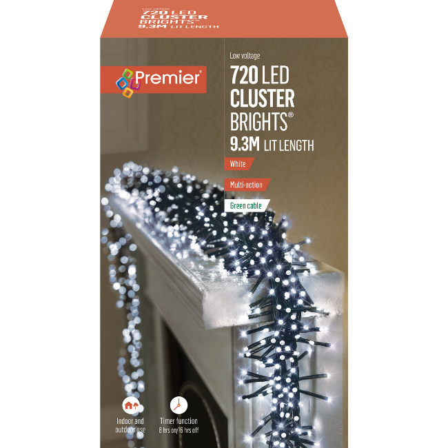 Premier 720 LED Clusterbrights (White) - 9.3M Lit Length