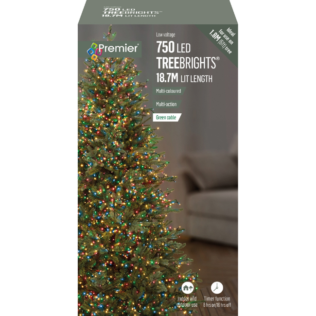 750 Multicoloured Christmas Lights LED Treebrights