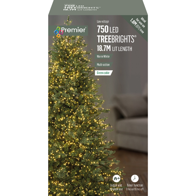 Warm White Christmas Lights 750 LED Premier Treebrights