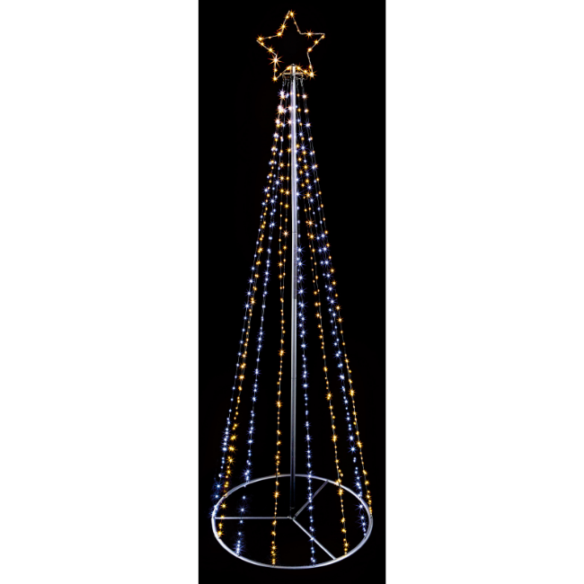 Premier 2.5M Pin Wire Pyramid Tree - White / Warm White 889 LED bulbs