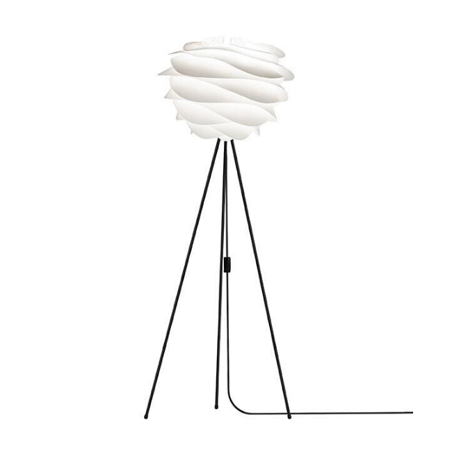 Carmina White (Medium) - Floor Lamp (Black Stand)