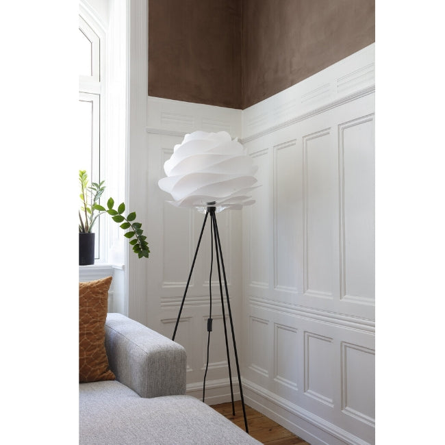 Carmina White (Medium) - Floor Lamp (Black Stand)