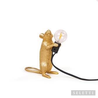 Seletti Mouse Lamp - Standing - Gold