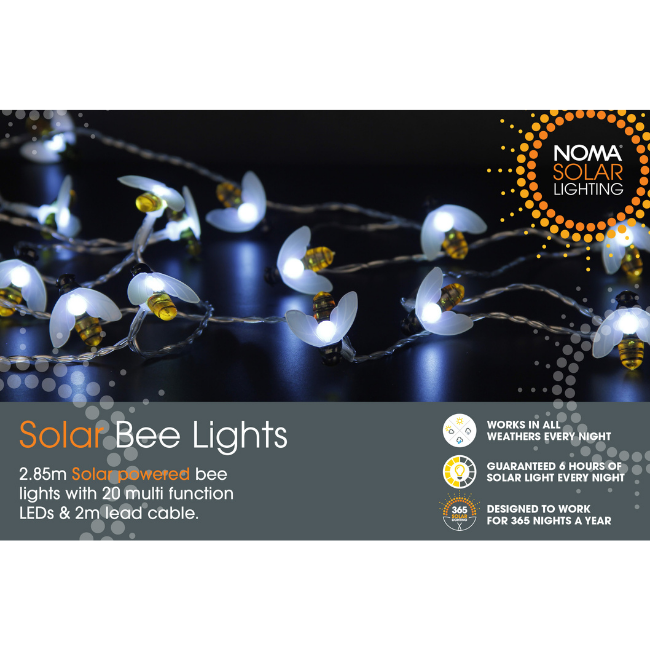 20 NOMA Solar White Bee Lights - 2.85M