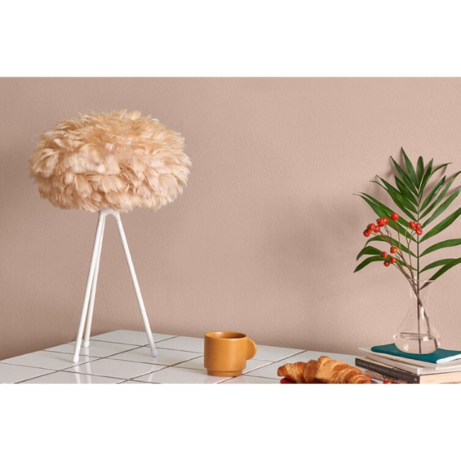 Eos Light Brown (Mini) - Table Lamp (White Stand)