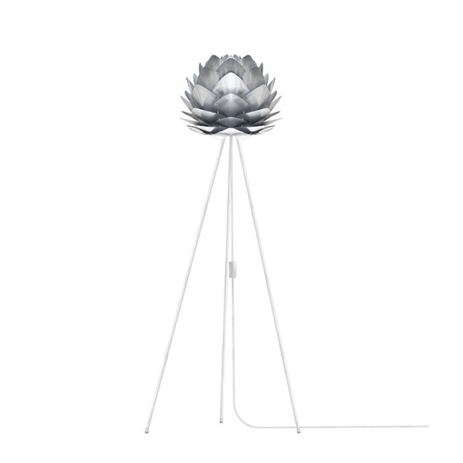 Umage Silvia Brushed Steel (Mini) - Floor Lamp (White Stand)
