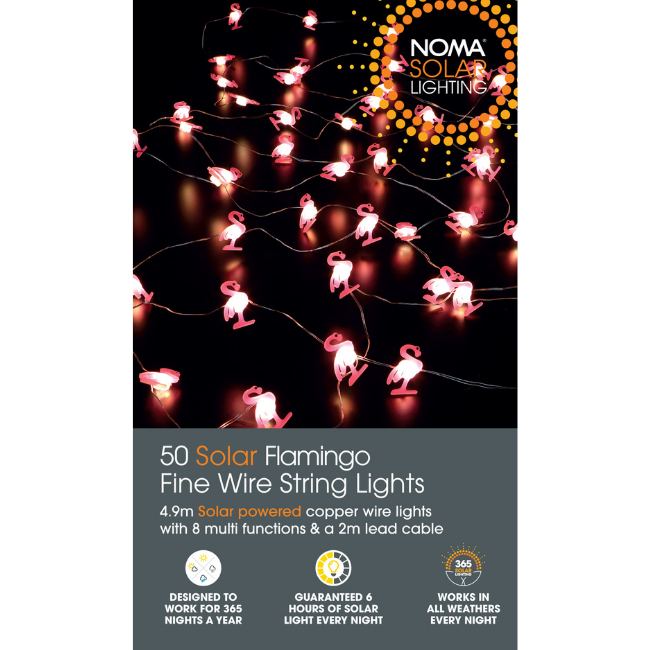 50 NOMA Solar Flamingo fire wire string lights - 4.9M