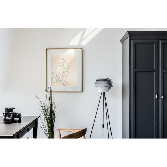 Carmina Misty Grey (Mini) - Floor Lamp (Black Stand)