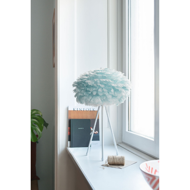 Blue feather table lamp