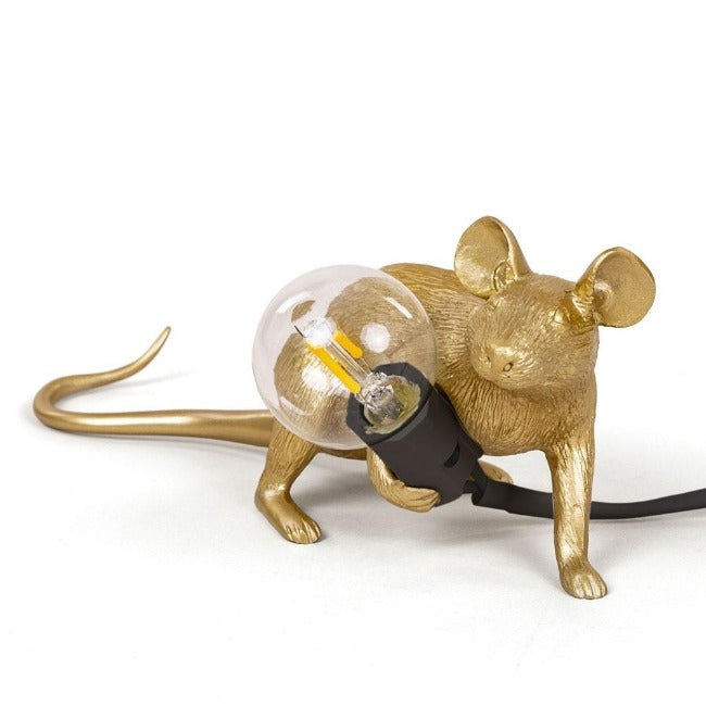 Seletti Mouse Lamp - Lying Down - Gold