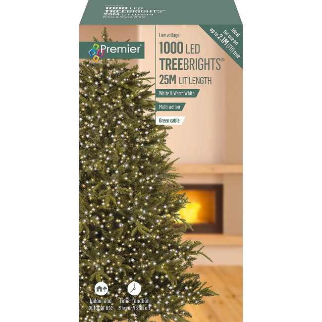 1000 Premier Warm White White Mix LED Christmas Treebright lights