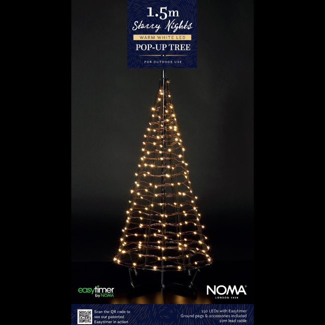 Noma 1.5M Starry Nights Umbrella Pole Tree - 150 Warm White LEDs