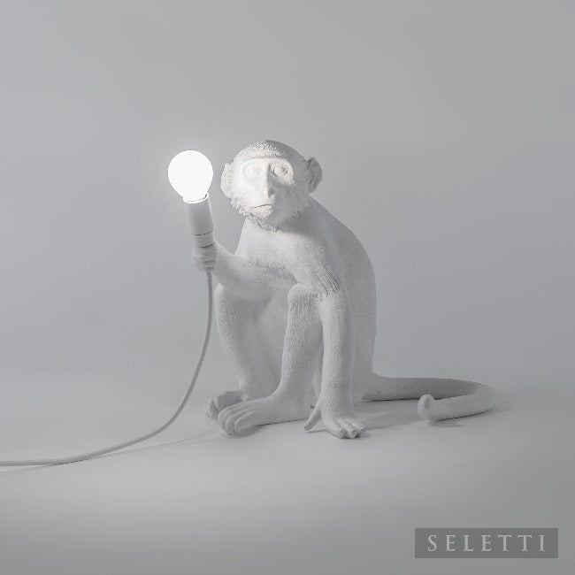 Seletti Sitting White Monkey Lamp