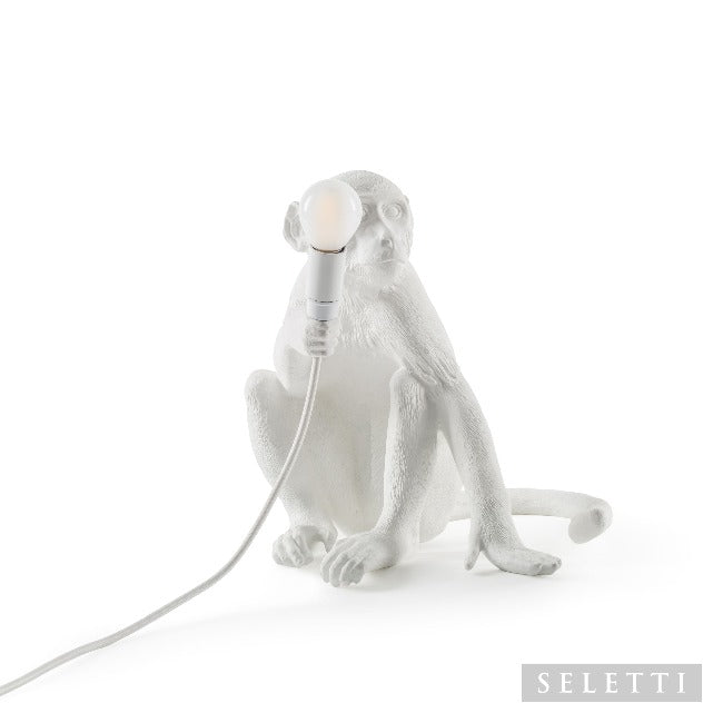 White Seletti Monkey Table Lamp