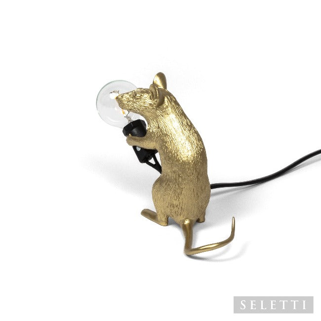Seletti Mouse Lamp - Sitting - Gold