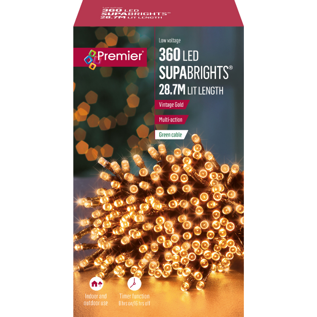 360 Vintage Gold Premier Supabright LED Christmas Lights