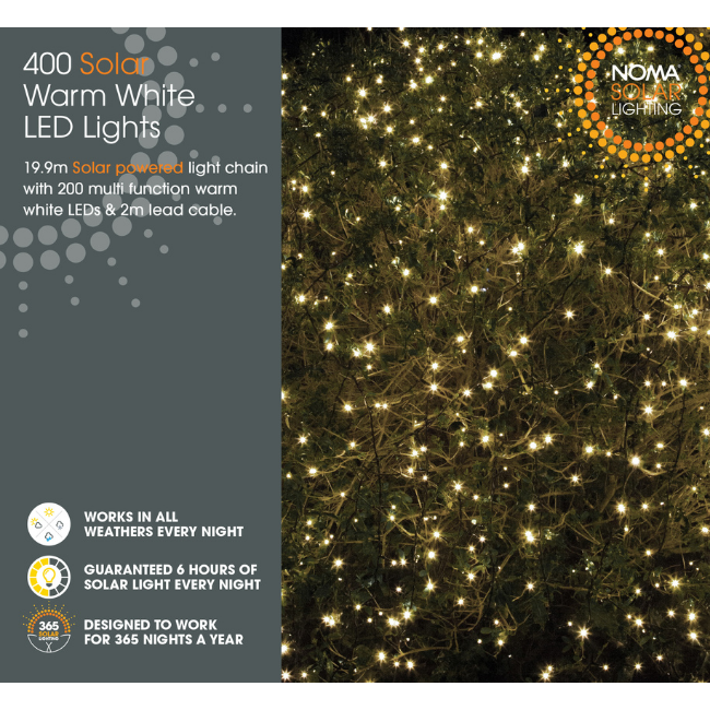 400 Noma Warm White Solar LED Lights - 39.9M