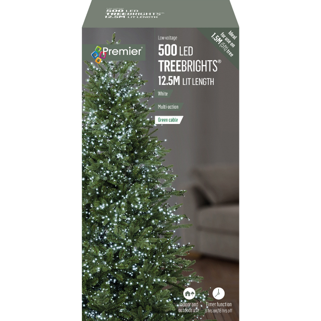 Premier 500 LED Treebrights with Timer (White) Christmas Lights