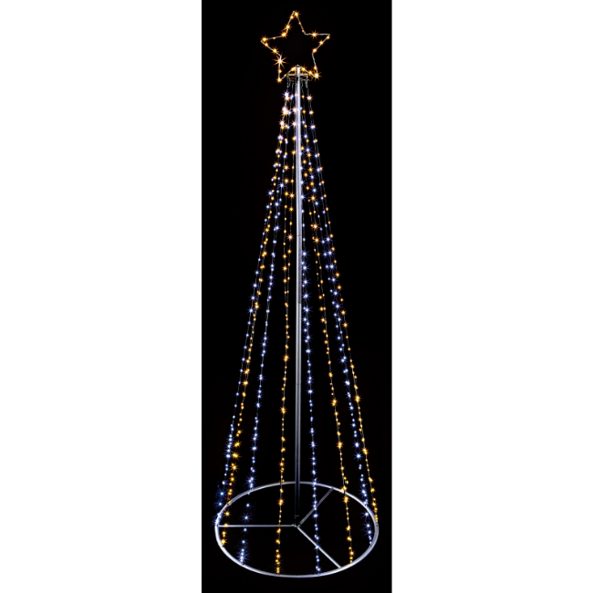Premier 2.1M Pin Wire Pyramid Tree - White  / Warm White 595 LED bulbs