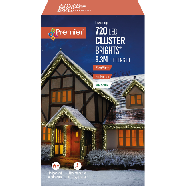 720 Warm White Christmas Cluster Lights