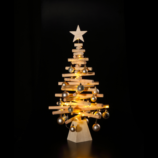 Noma 75cm Wooden Christmas Tree with decorations