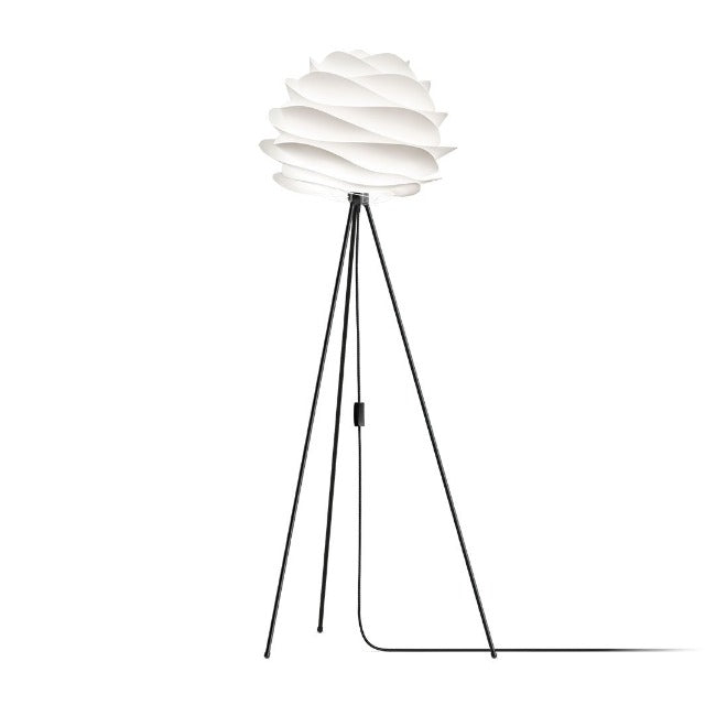 Carmina White (Medium) - Floor Lamp (Black Stand)