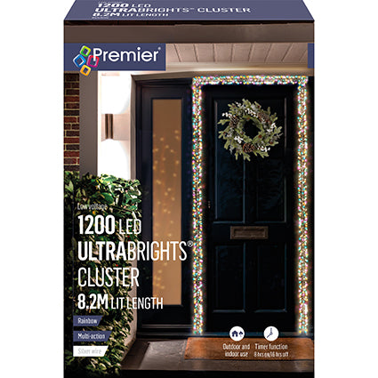 Premier 1200 LED Ultrabright Rainbow Garland Cluster Lights