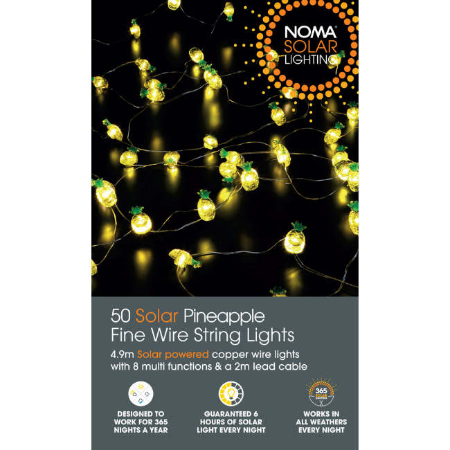 50 NOMA Solar Pineapple fire wire string lights - 4.9M