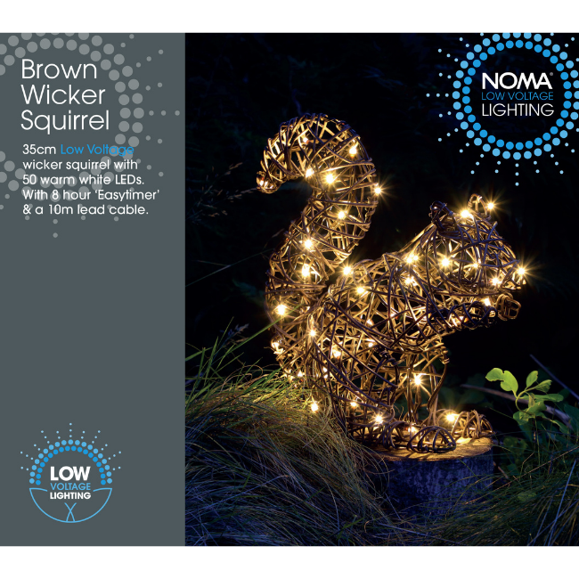 Noma Brown Wicker Squirrel Garden Light